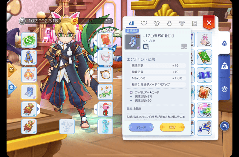 +12白宝石の靴の時の装備