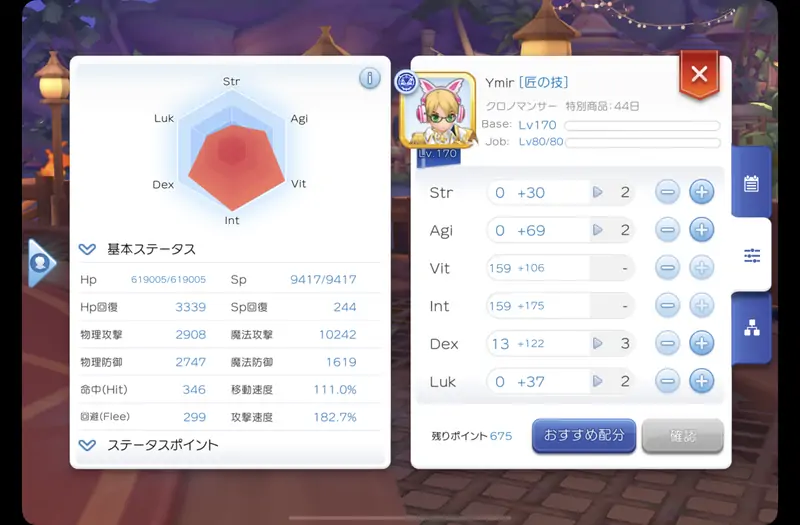 現状のステータス