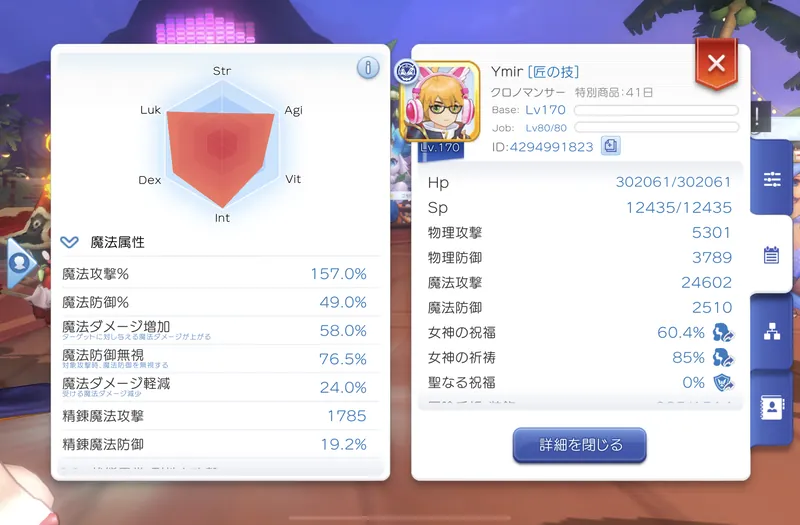現在のステータス